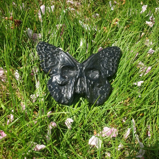 Gold Sheen Obsidian Skull Butterflies
