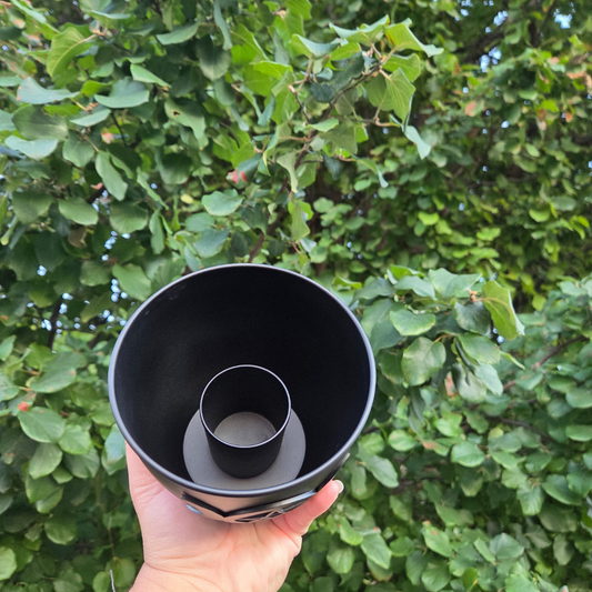 Metal Smudge pot triple moon with pentacle Large