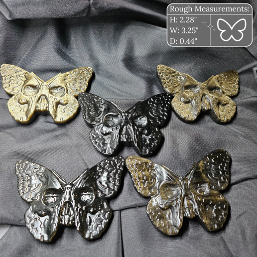 Gold Sheen Obsidian Skull Butterflies