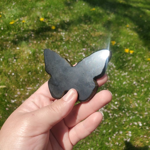 Gold Sheen Obsidian Skull Butterflies